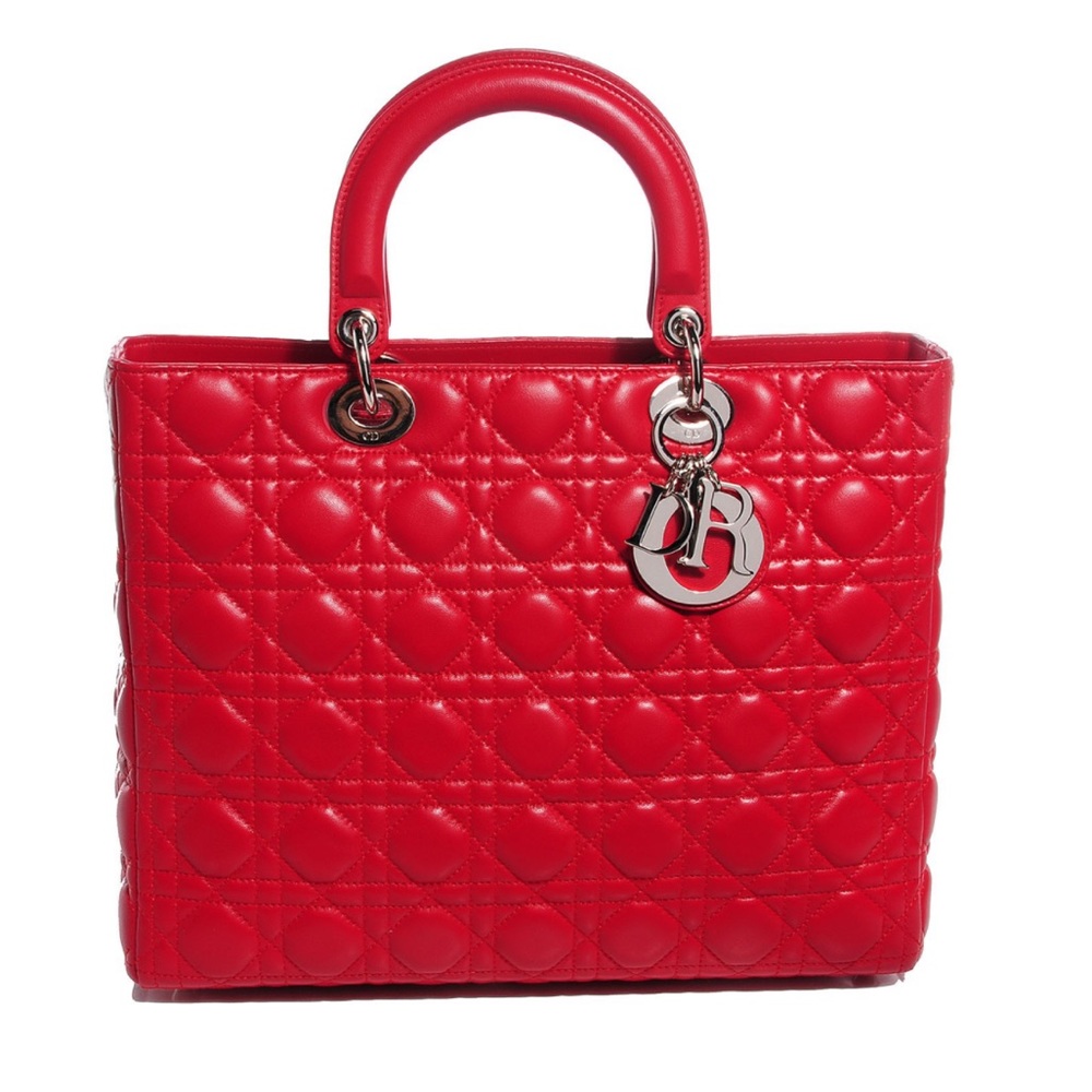 Christian Dior Lambskin Cannage Large Lady Dior Red